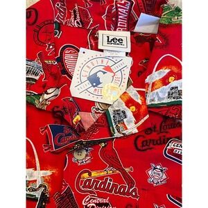 Lee Sport St Louis Cardinals MLB Baseball Hawaiian Shirt Mens 2XL Red All Over